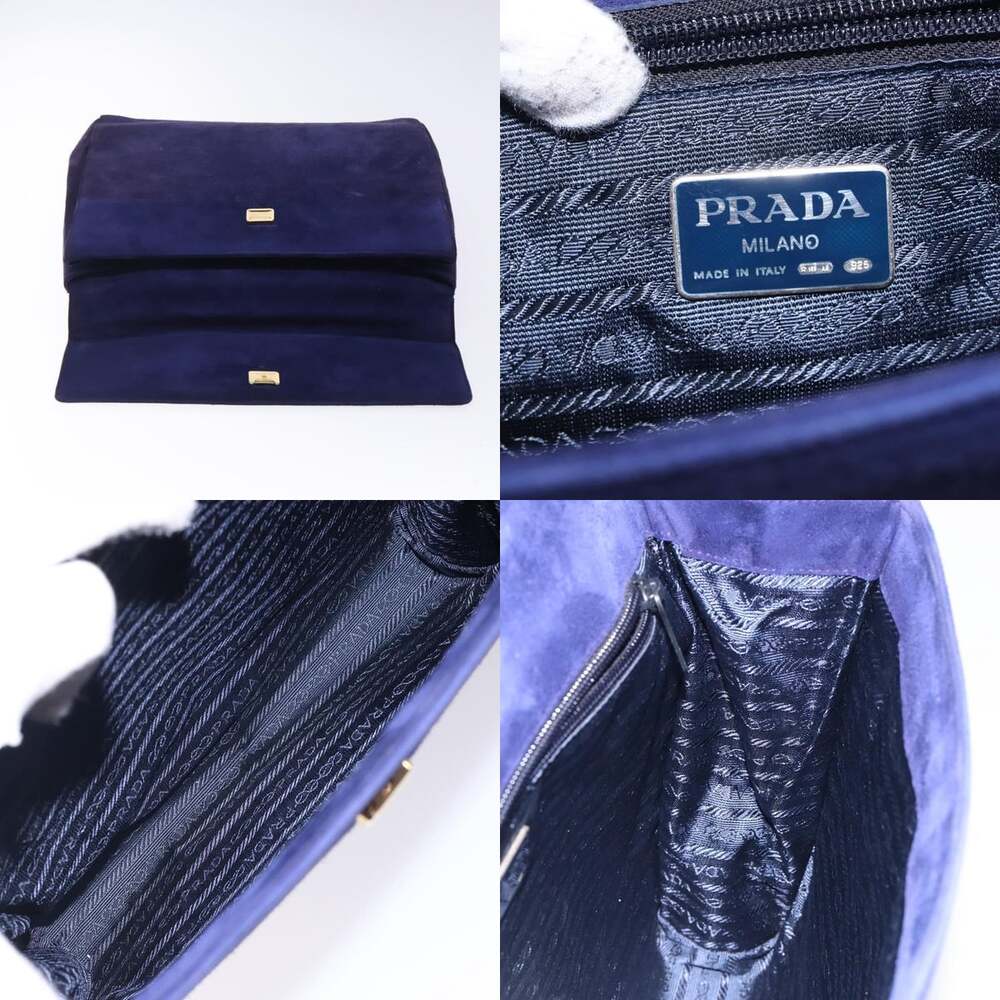 PRADA Hand Bag Suede Purple Gold - Picture 11 of 12